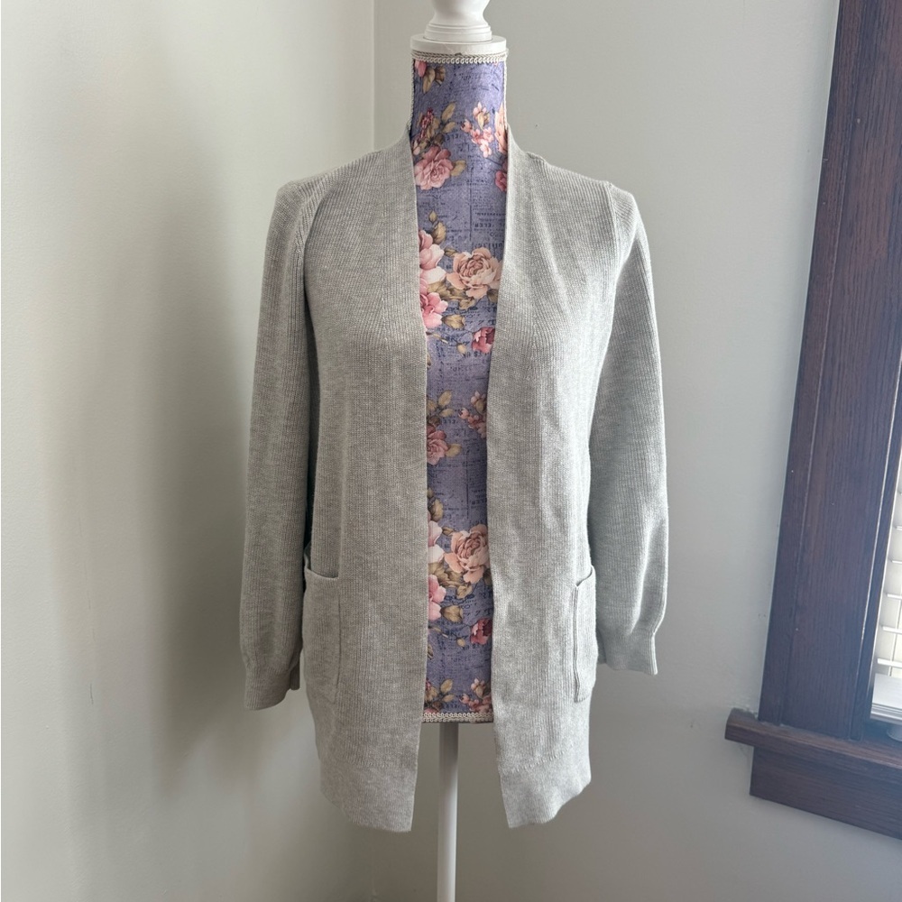 LOFT Gray Knit Cardigan Sweater